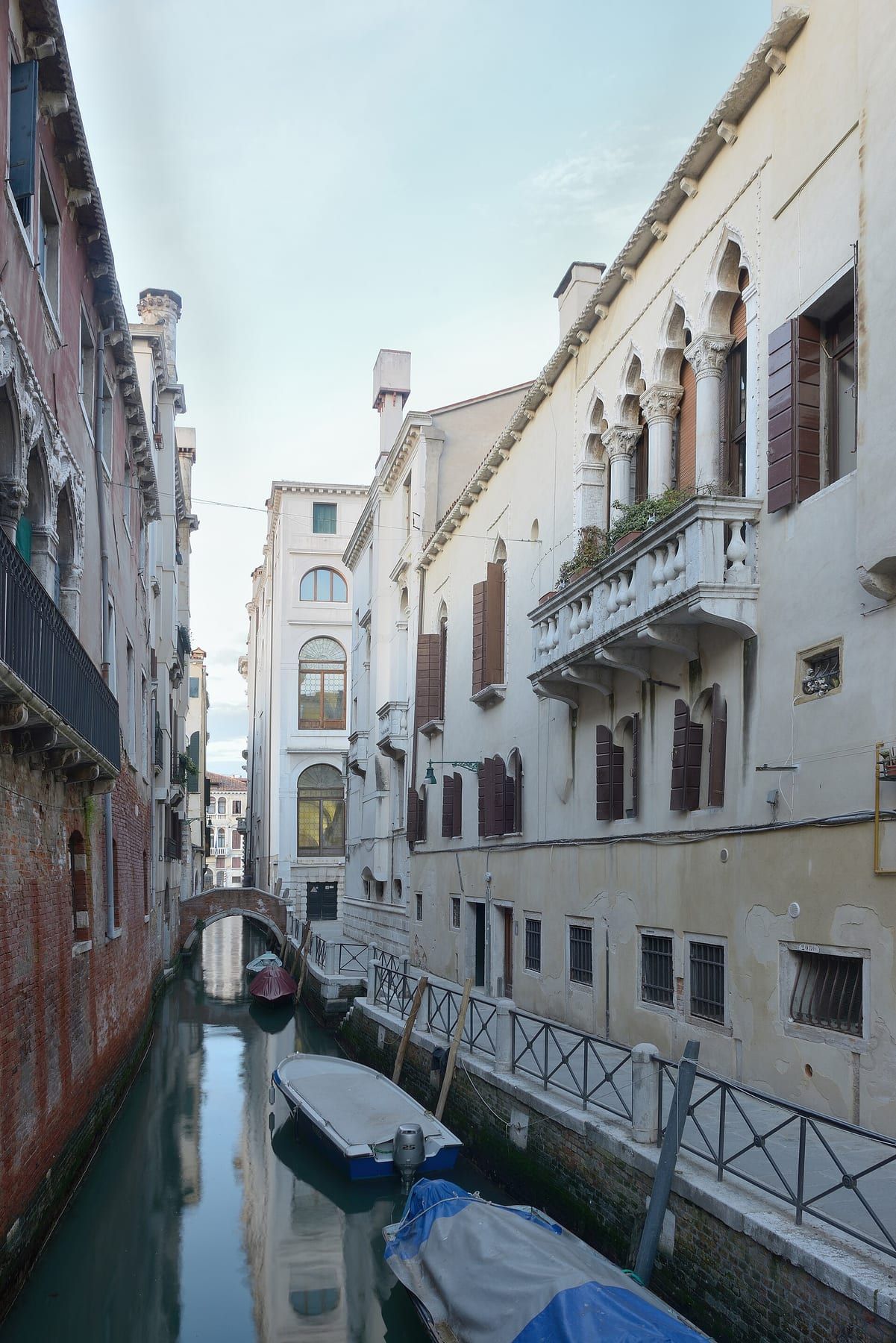 The Baroque façade of Ca' Pesaro on the Grand Canal, with two tiers of arches and Istrian stone columns